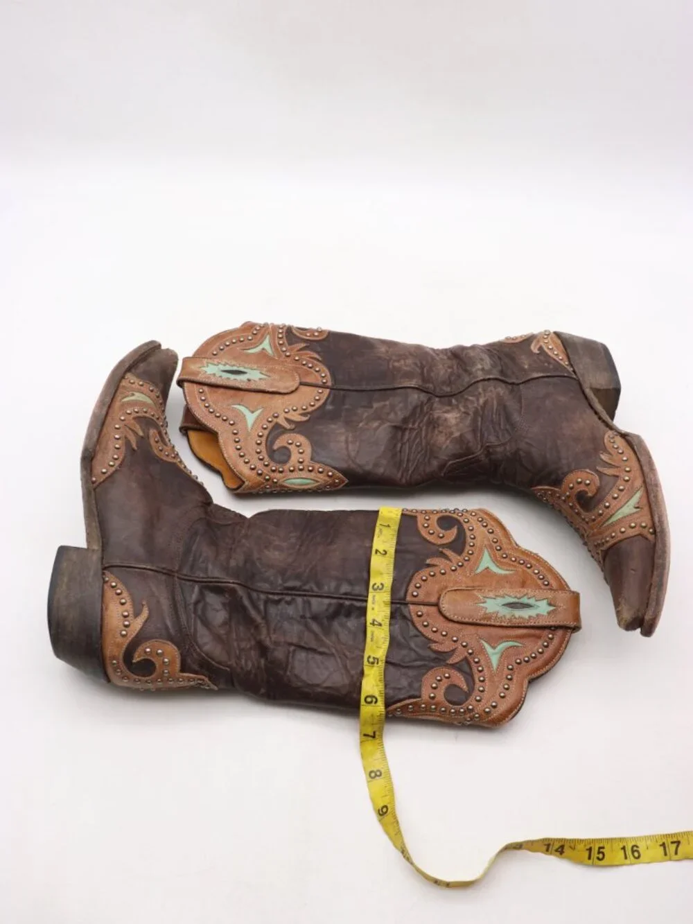 Old Gringo Women's 7.5 B Snip Toe Studded Distressed Brown Leather Cowgirl Boots